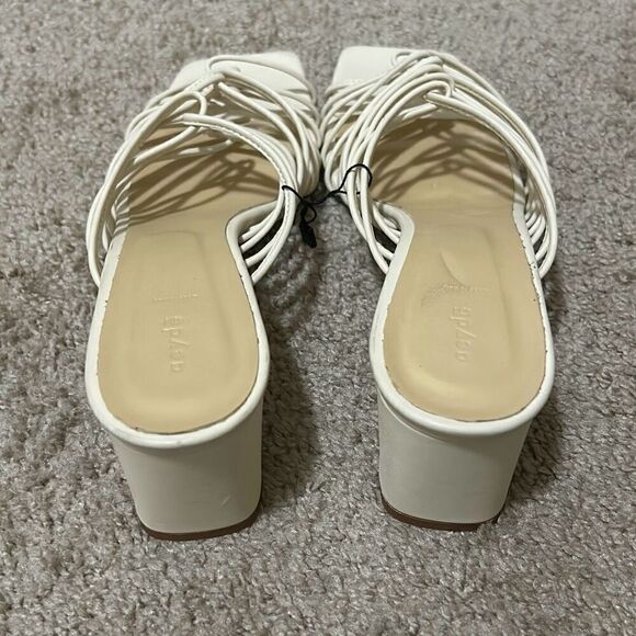 Aeyde Women's 41.5 Strappy Slide Sandals Ivory Cream Block Heel Dressy Neutral - Picture 4 of 12